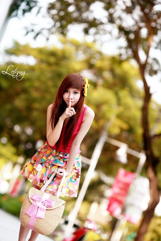 Woman with colorful skirt