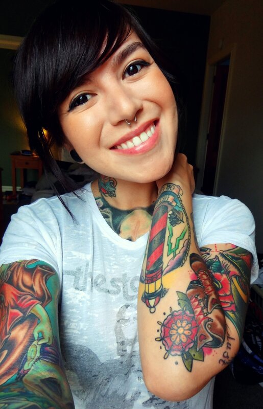 woman with colorful tattoos
