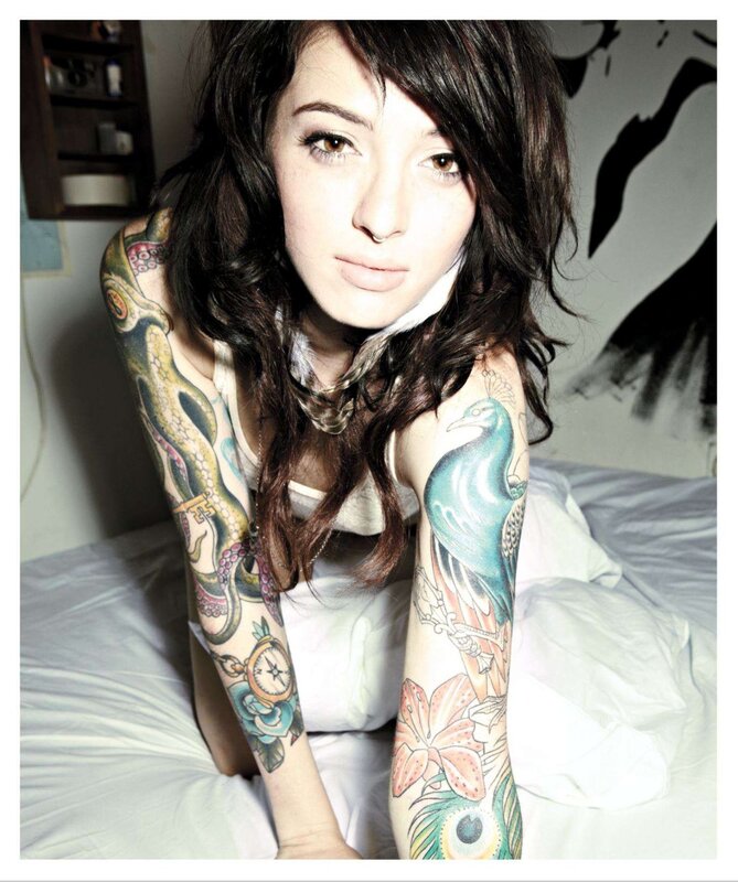 woman with colorful tattoos