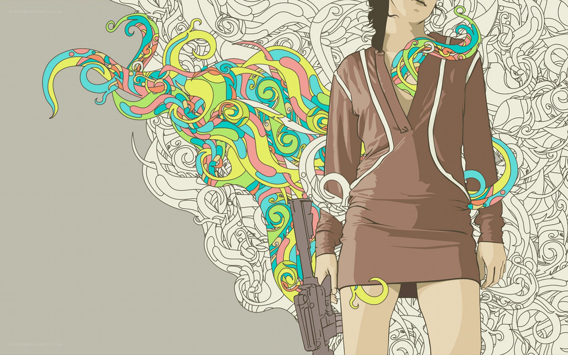 woman with colorful tentacles