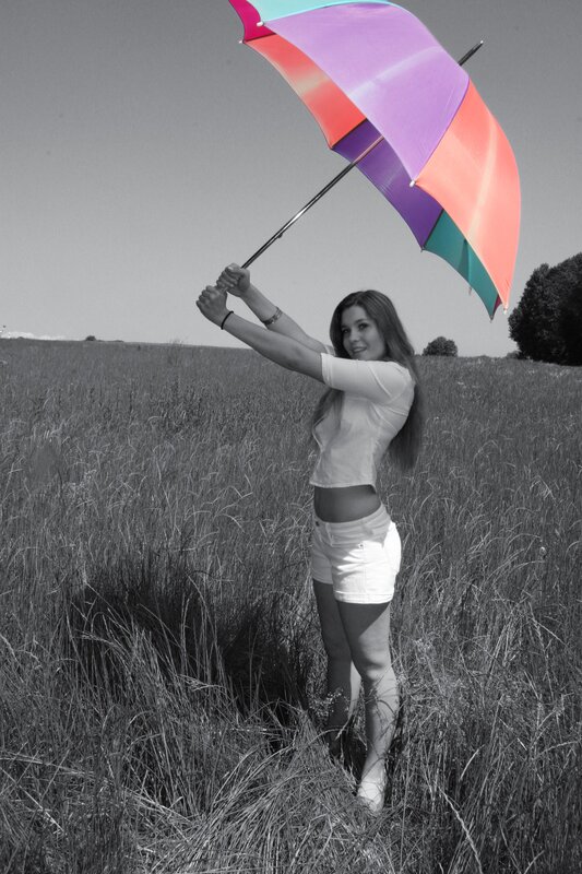 Woman with colorful umbrella