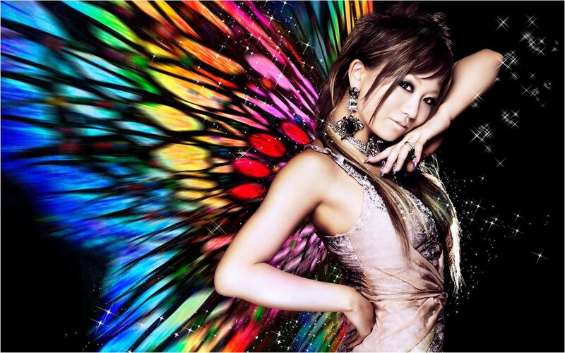 woman with colorful wings