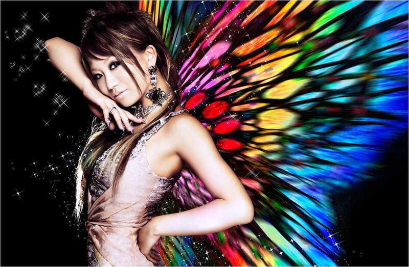 Woman with Colorful Wings — Black, Dramatic