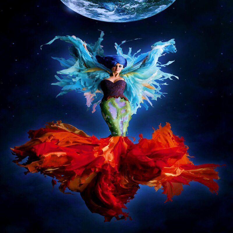 Woman with Colorful Wings — Blue