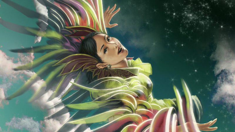 Woman with Colorful Wings — Dramatic