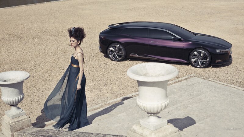woman with concept car