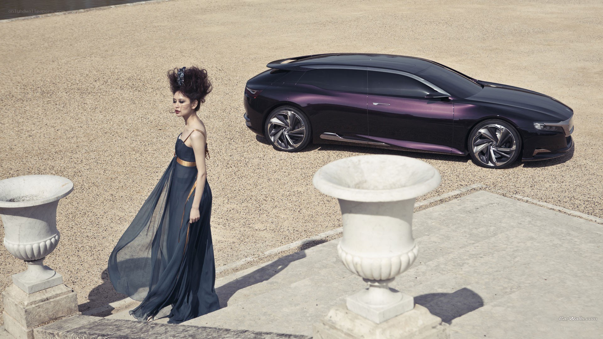 woman with concept car