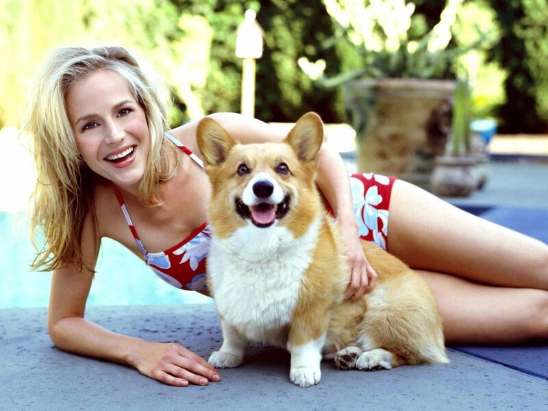 Woman with Corgi Dog