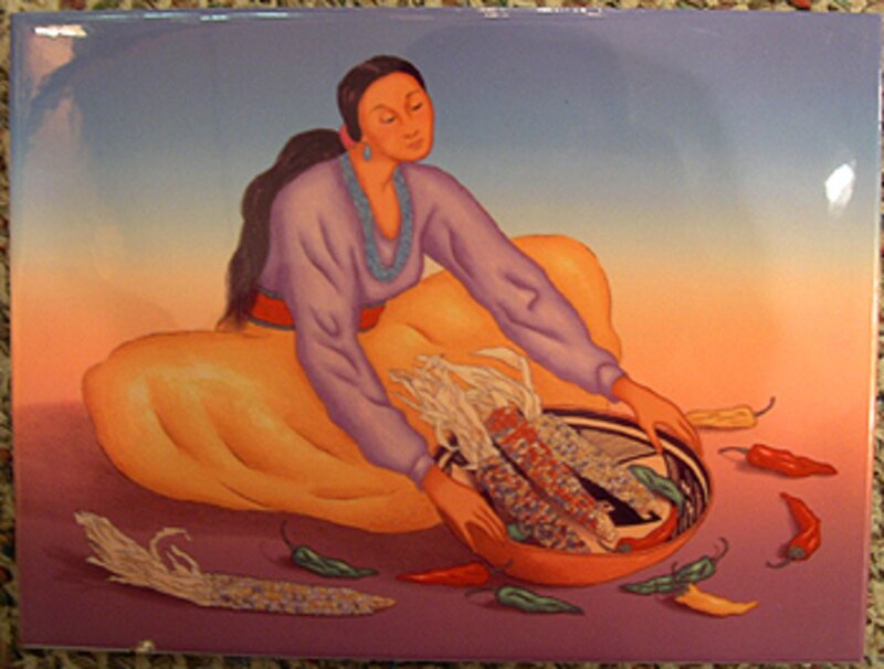 Woman with Corn and Peppers