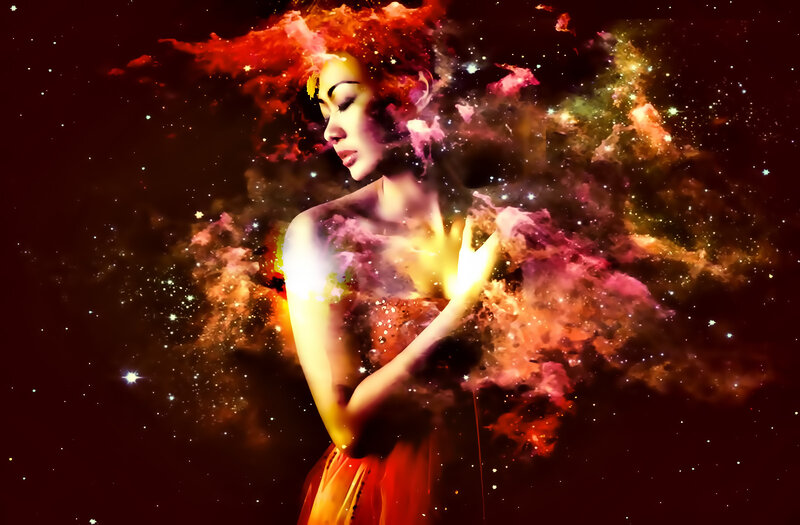 Woman with Cosmic Aura — Red