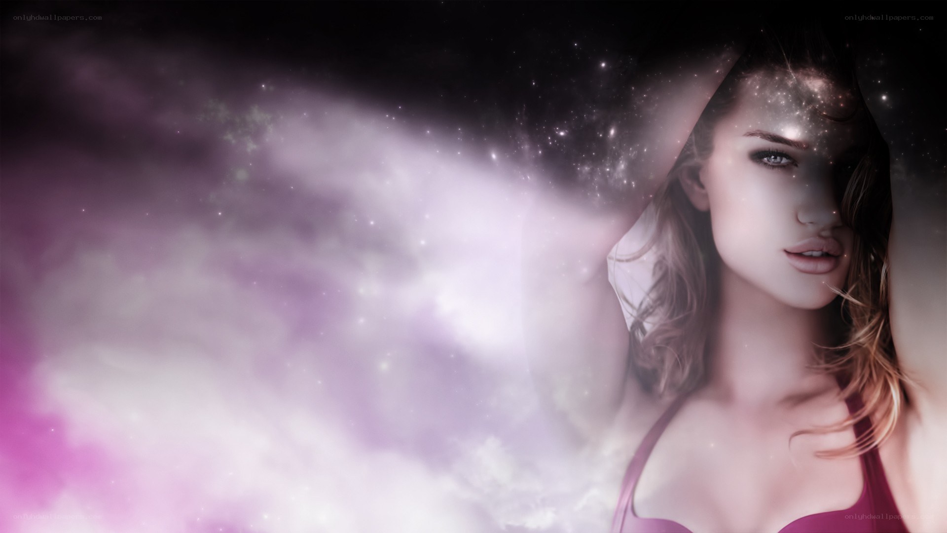 woman with cosmic background