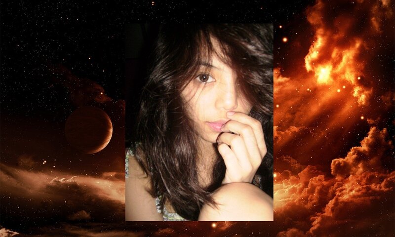 woman with cosmic background