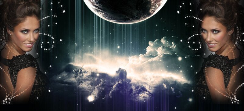 woman with cosmic background
