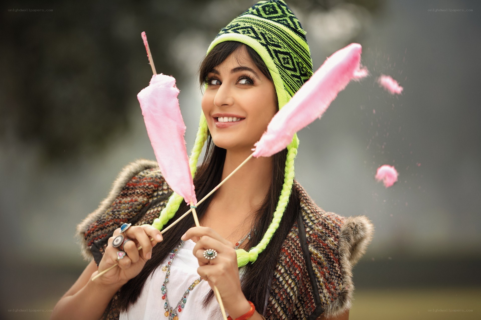 woman with cotton candy