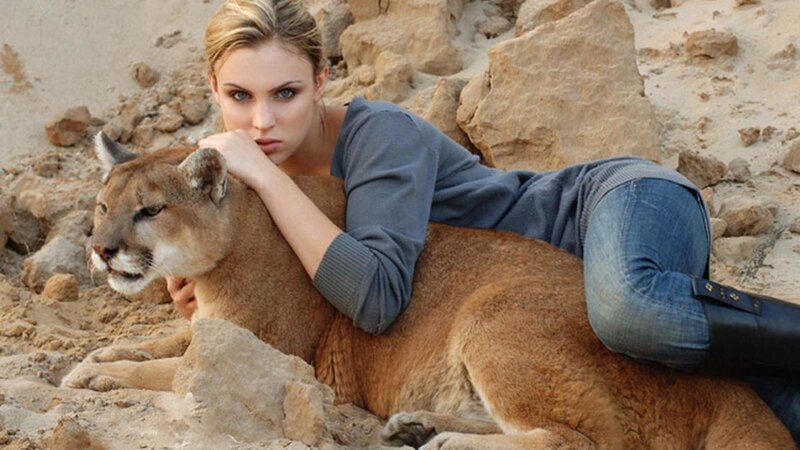 Woman with Cougar — Brown, Calm