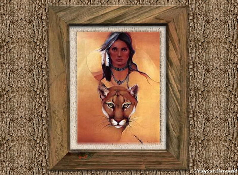Woman with Cougar — Orange
