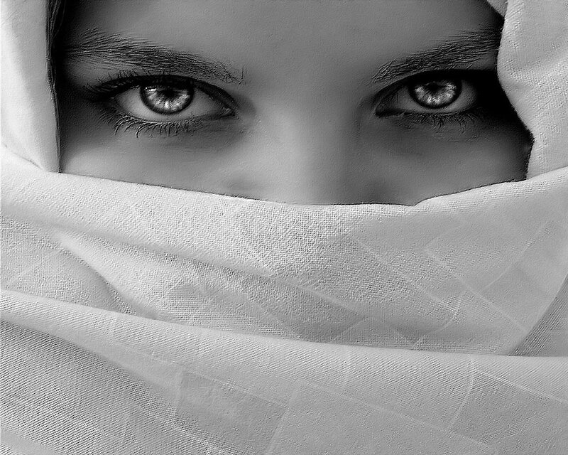 woman with covered face