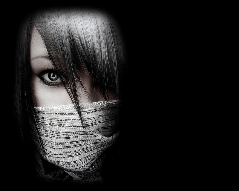 woman with covered face