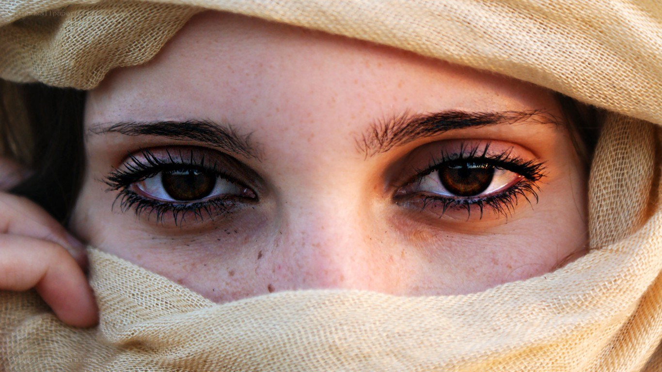woman with covered face