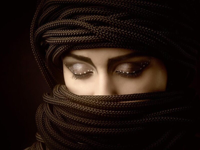 Woman with Covered Face — Brown