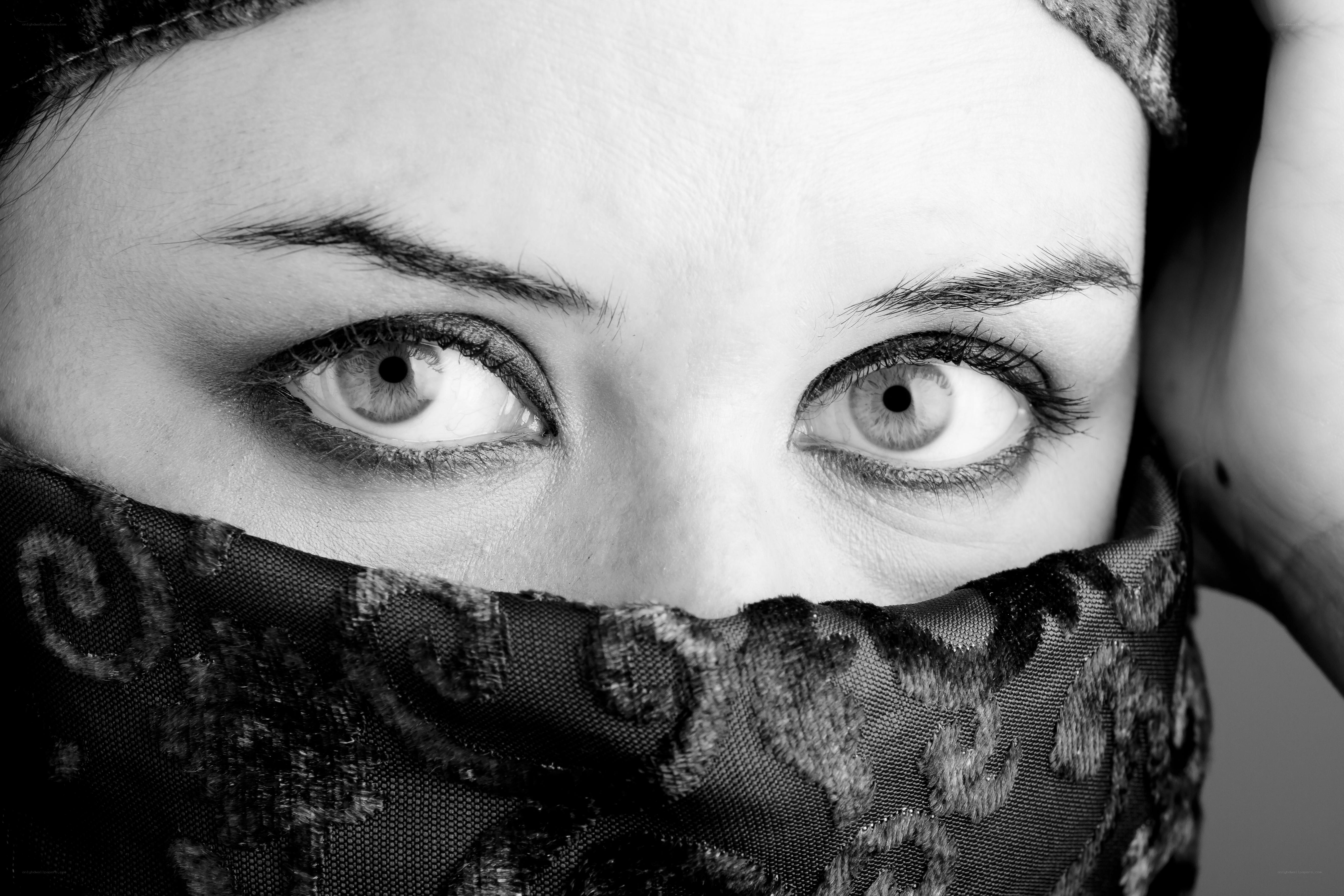 woman with covered face