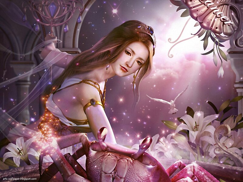 Woman with Crab — Purple