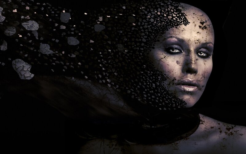 woman with cracked face