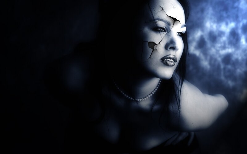 woman with cracked face
