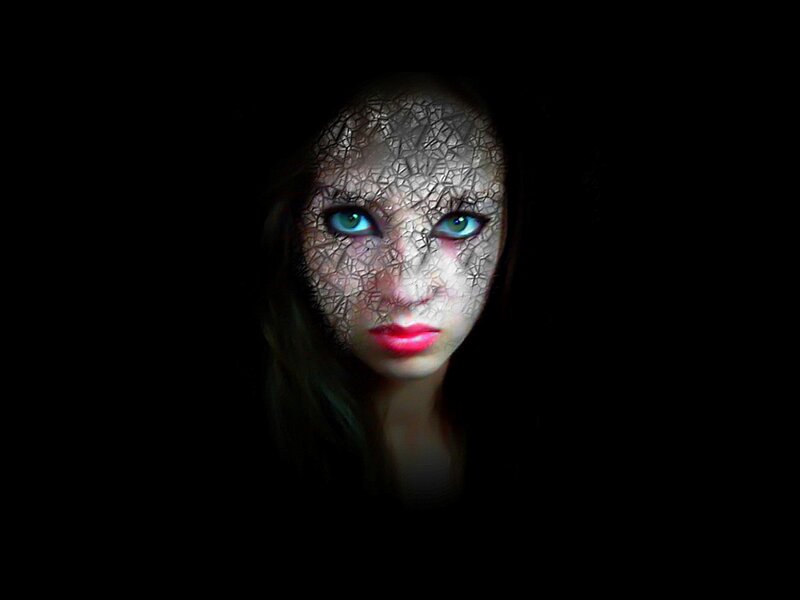 woman with cracked face