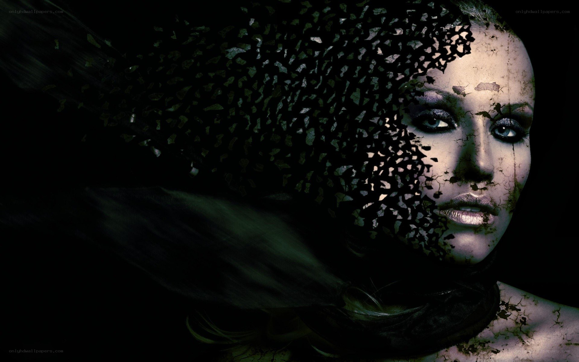 woman with cracked face effect