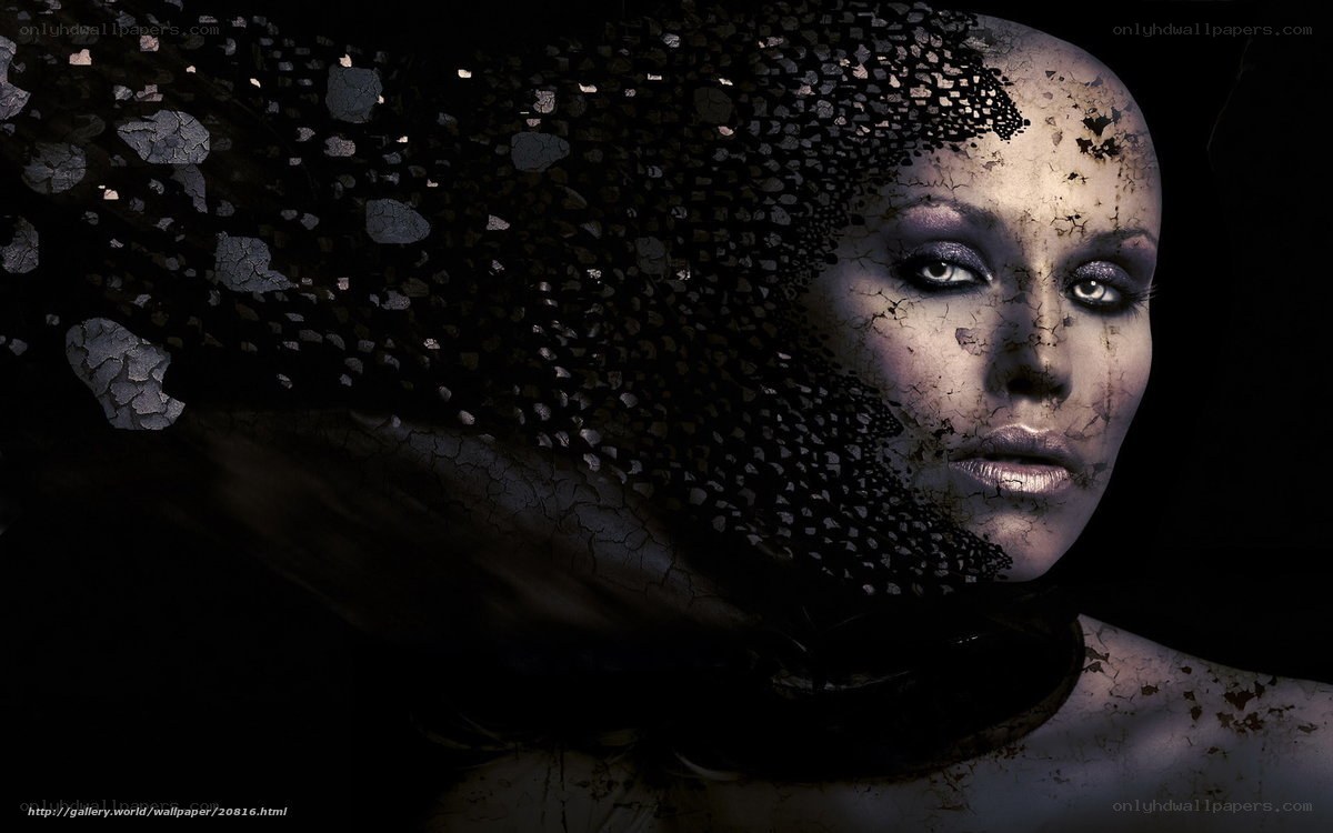 woman with cracked face