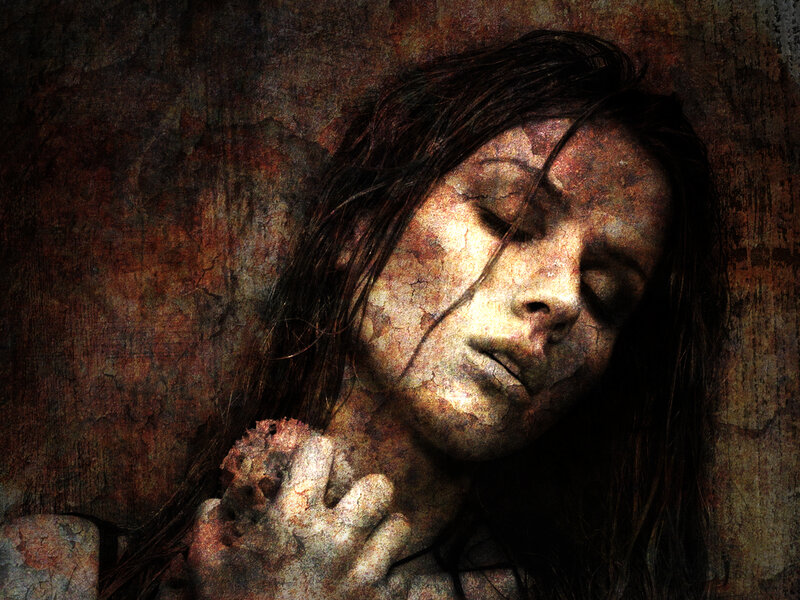 Woman with Cracked Skin — Brown, Dramatic, Digital Art
