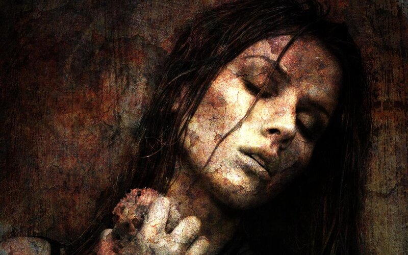 Woman with Cracked Skin — Brown, Dramatic