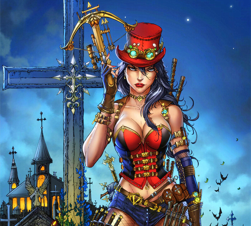 Woman with Crossbow — Blue