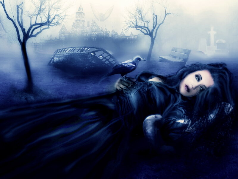 Woman with Crow and Snake