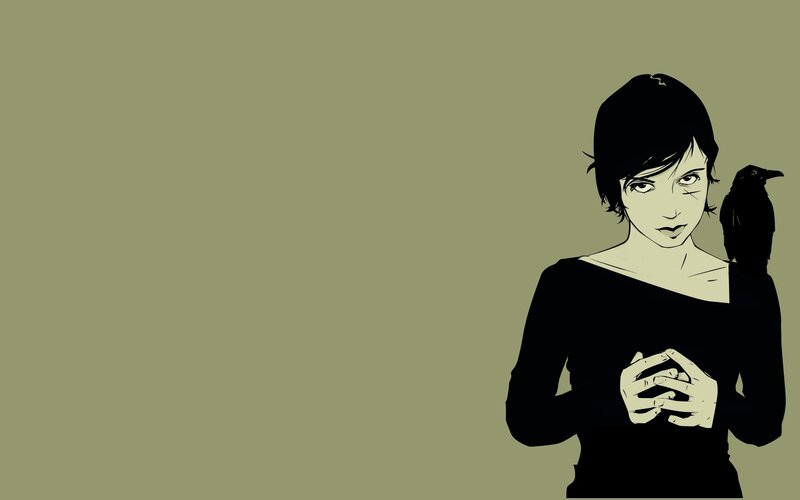 woman with crow illustration
