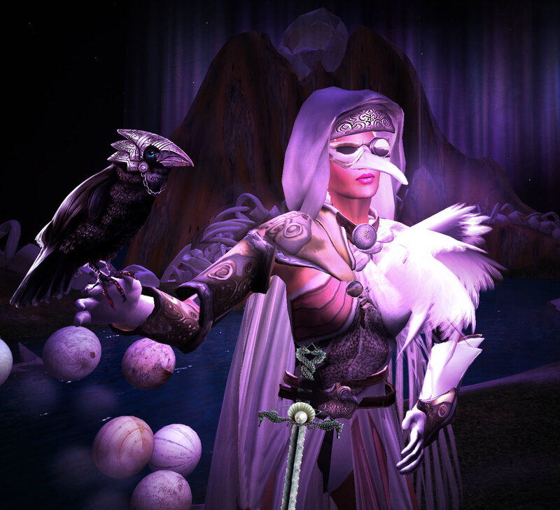 Woman with Crow on Arm — Purple