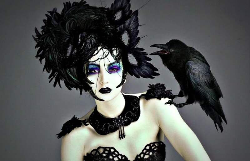 Woman with Crow on Shoulder — Black