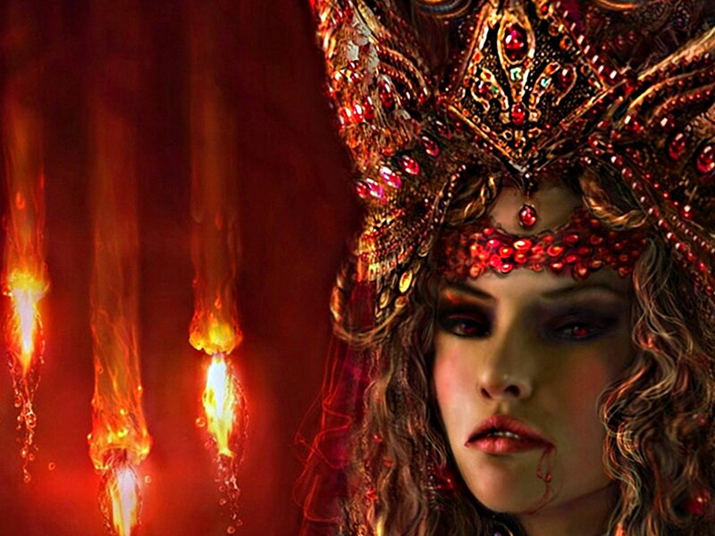 Woman with Crown and Blood — Red