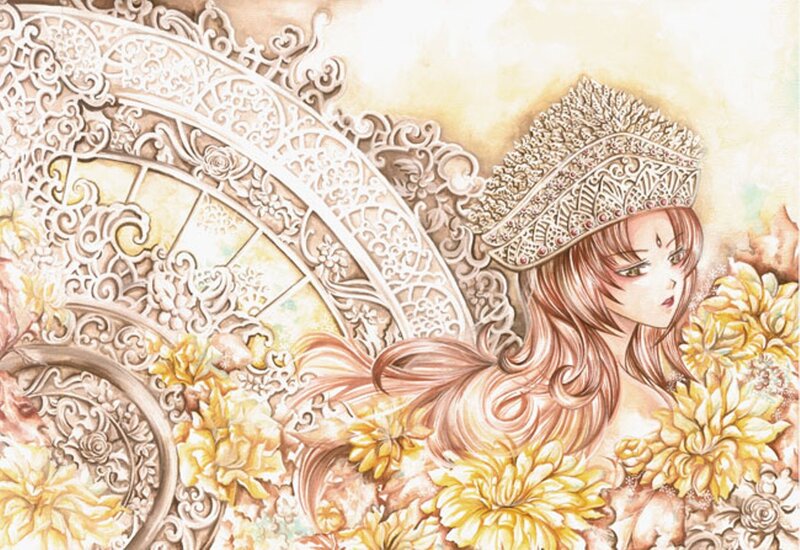 Woman with Crown and Flowers