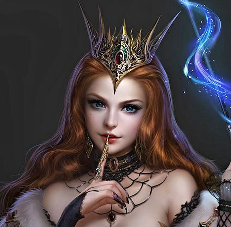 Woman with Crown and Magic — Red