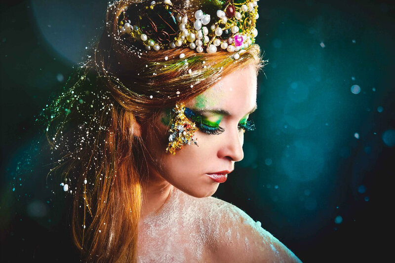 Woman with Crown and Makeup — Green