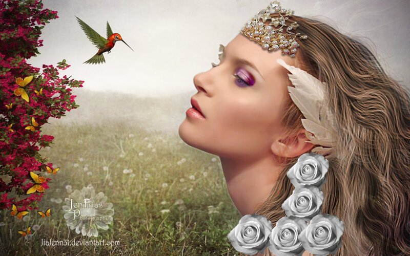 Woman with Crown and Roses