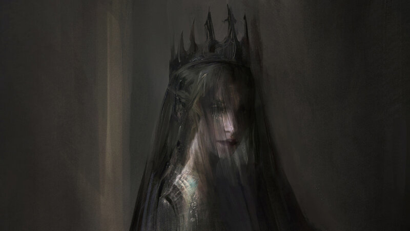 Woman with Crown and Veil — Gray
