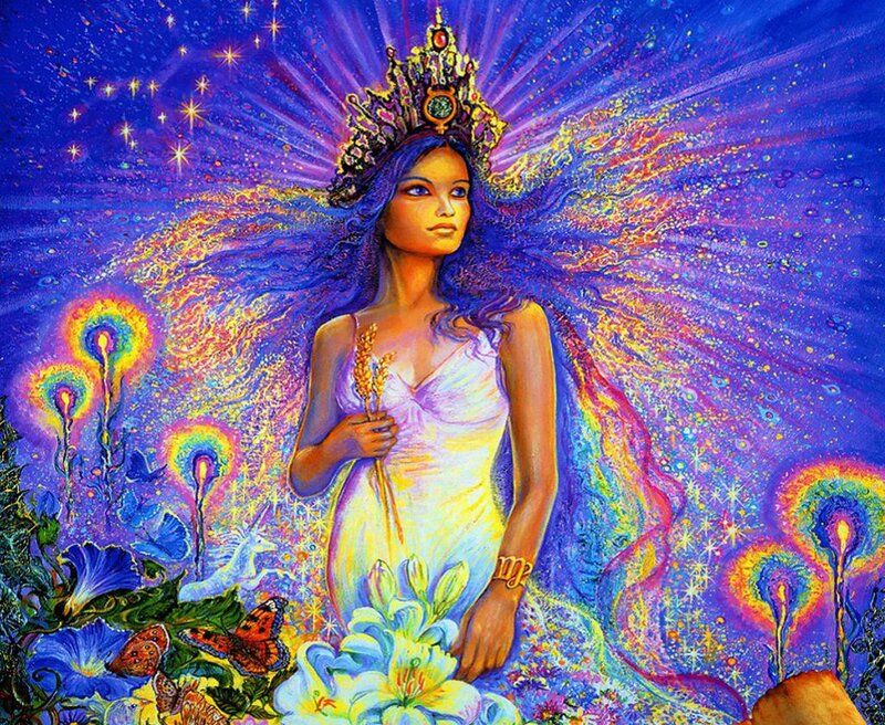 Woman with Crown and Wings — Blue