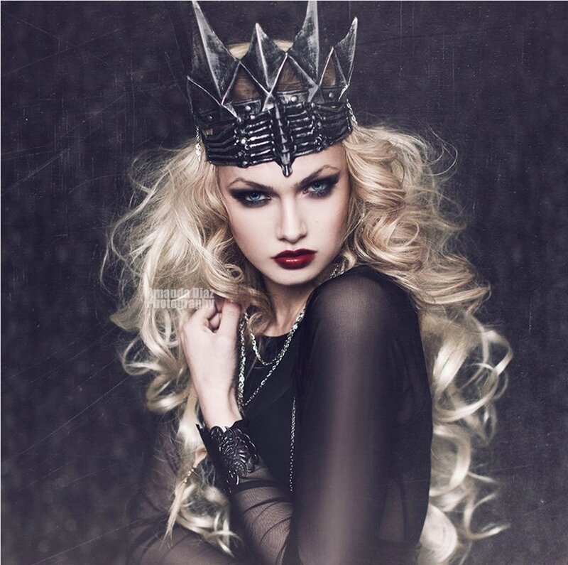 Woman with Crown — Black, Dramatic, Photograph, Blonde Hair