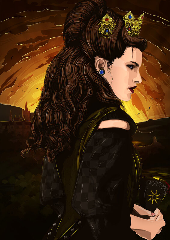 Woman with Crown — Brown, Dramatic, Sunset