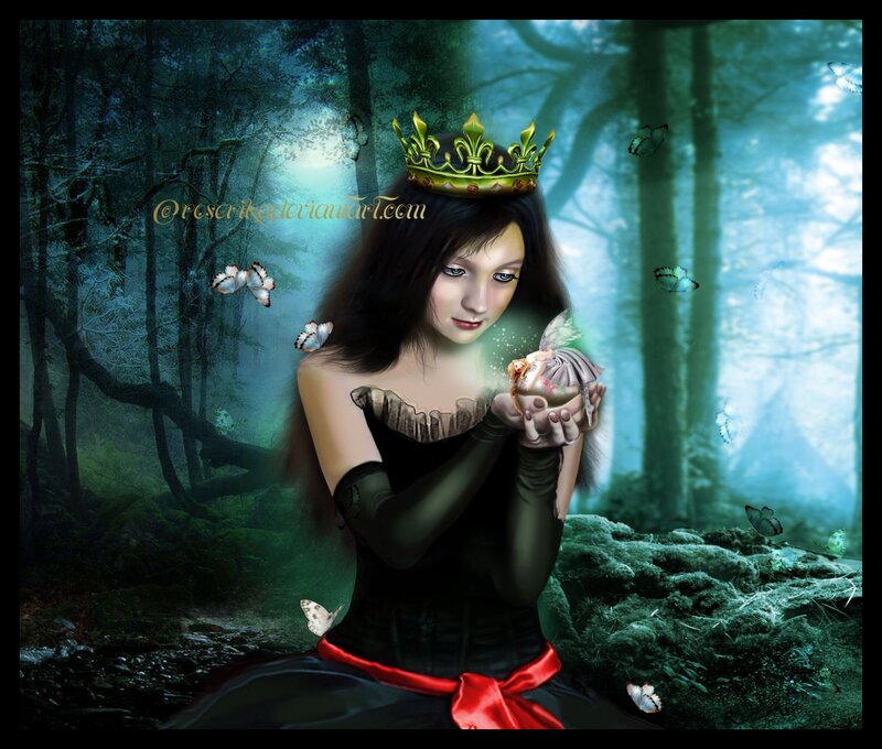 Woman with Crown in Forest