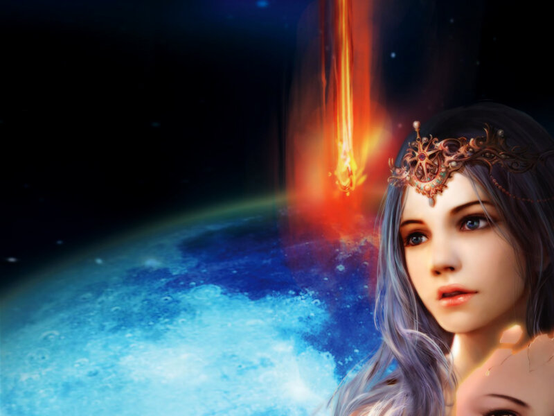 Woman with Crown in Space