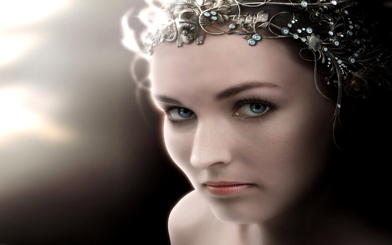 Woman with Crown — White, Dramatic